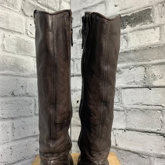 Mjus Riding Boots EU 37 US 6.5 Brown Leather Tall Knee High Low Block Heel Boho - Picture 10 of 16